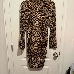 Leopard Print Long Sleeve Dress